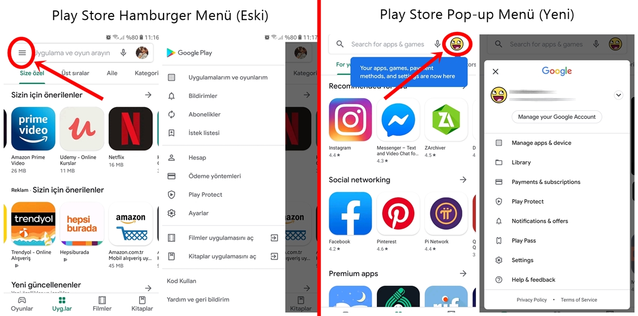 google play store app menu