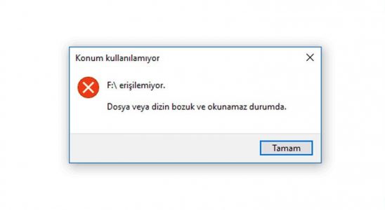 Windows'un 'Dosya veya Dizin Bozuk ve Okunamaz Durumda' Hatası ve Çözümü